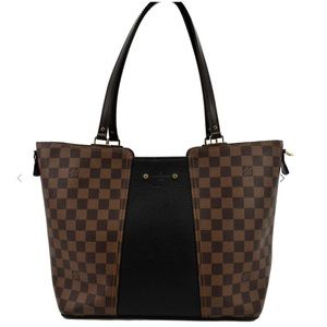 Authentic Louis Vuitton Jersey Zip Tote Crossbody Handbag Damier Ebene Leather